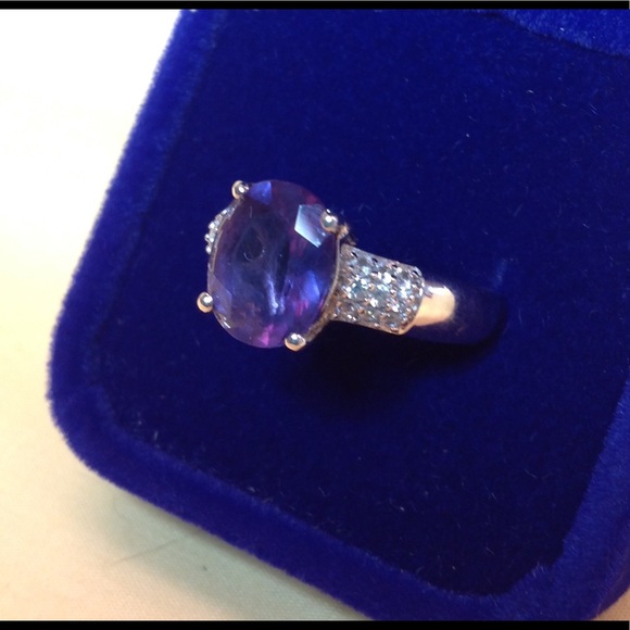 Color Change Fluorite & Zircon Ring  4.50 Cts